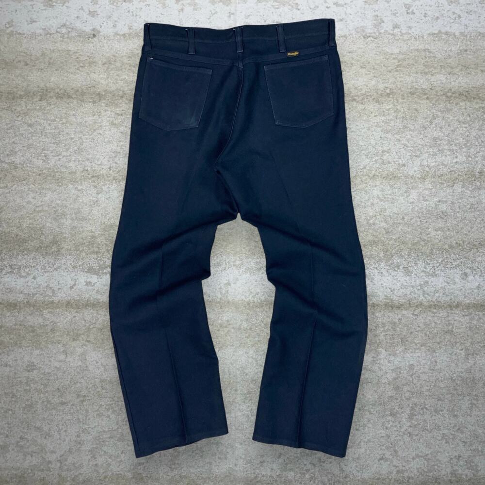 Vintage 90s Wrangler Dress Pants 34x30 Bootcut Flared Fit Navy Blue Flat Front